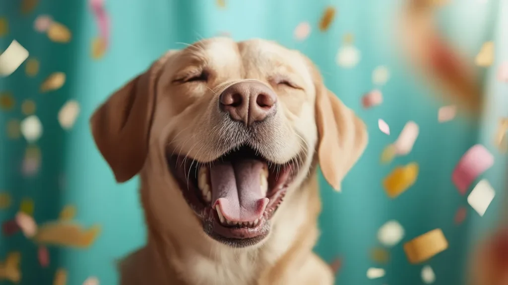 Adobe Express, Hund mit Konfetti