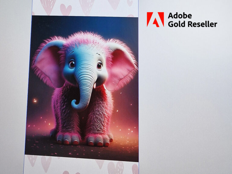 Rosa Plüsch-Elefant, Fantasie-Tier, auf einem PC erstellt, mit Adobe