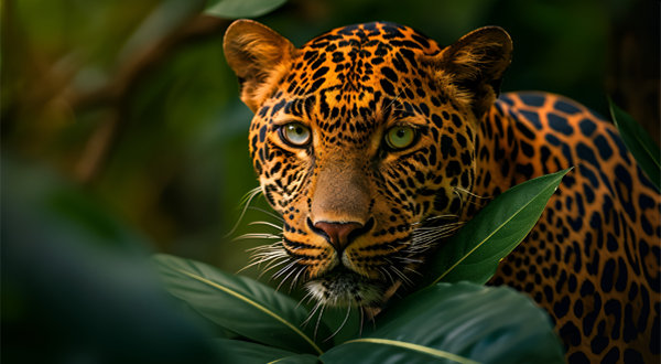 Leopard im Dschungel-Dickicht